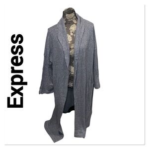 EXPRESS Gray Long Waffle Knit Cardigan Sparkle NWT